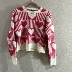MAJOR LABEL GROUP 🩷 Sz: Small 💖  Long Sleeve Sweater 💕 White/Pink 💕 Acrylic
